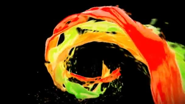 Abstract Bright Colorful Liquid Vortex Flow Splashes Slow Motion Waving — Stock Video