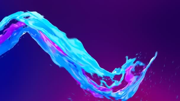 Abstrait Lumineux Coloré Liquide Vortex Flux Avec Éclaboussures Ralenti Agitant — Video