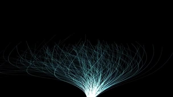 Abstract Futuristic Animation Bright Blue Particle Tree Created Strands Light — 비디오