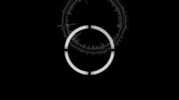 抽象的未来主义运动图形旋转圆环 由几个不同的部分组成 它们在一起飞行并锁定在一起 开始旋转并以蓝色发光 最后机构消失了 — 图库视频影像