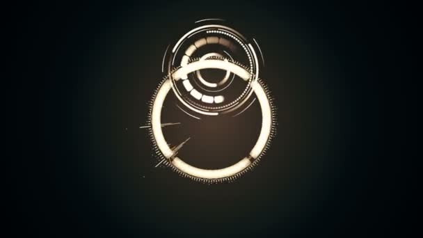 Abstract Futuristic Motion Graphics Circular Clockwork Mechanism Assembles Rotates Turns — 비디오