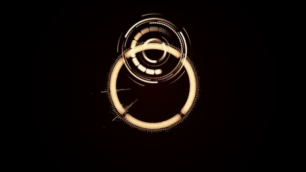 Abstract Futuristic Motion Graphics Circular Clockwork Mechanism Assembles Rotates Turns — 비디오