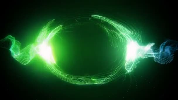 Astratto Verde Ciano Futuristico Sci Plasma Forma Circolare Animazione Brillanti — Video Stock