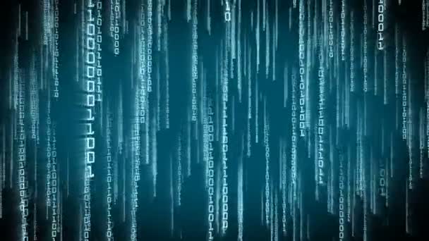 Binäre Blaue Teilchen Fallen Matrix Stil Futuristische Nahtlose Animation Mit — Stockvideo