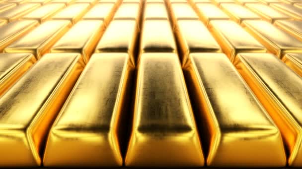 Kamera Bewegt Sich Über Rohe Unpolierte Goldbarren Ultimatives Wohlstandskonzept Nahtlose — Stockvideo