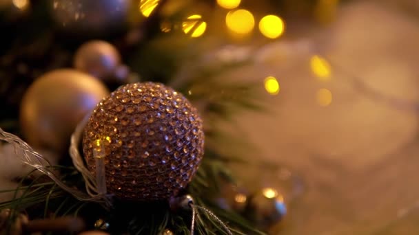 Bolas Luces Decoración Navidad — Vídeos de Stock