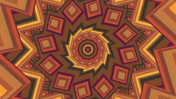 Colorido Caleidoscópio Marrom Quente Sem Costura Animação Bonito Ornamento Fractal — Vídeo de Stock
