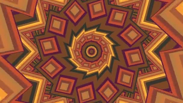 Färgglada Varma Bruna Kalejdoskop Sömlös Animation Vackra Ljusa Mandala Fractal — Stockvideo