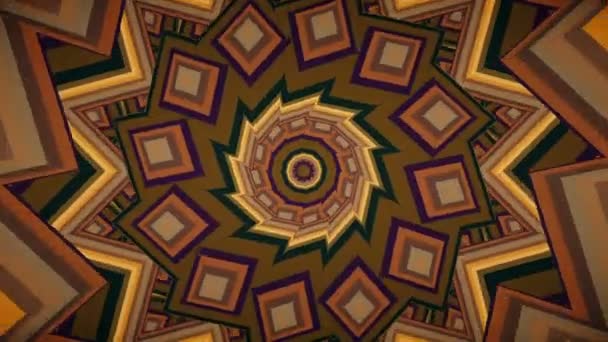 Colorido Caleidoscópio Marrom Quente Sem Costura Animação Bonito Ornamento Fractal — Vídeo de Stock