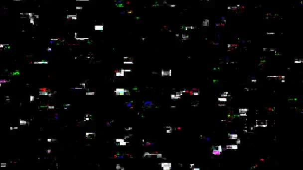 Цифрові Глюки Безшовна Петля Ретро Футуристичний Відеосигнал Пошкодження Мертвими Пікселями — стокове відео
