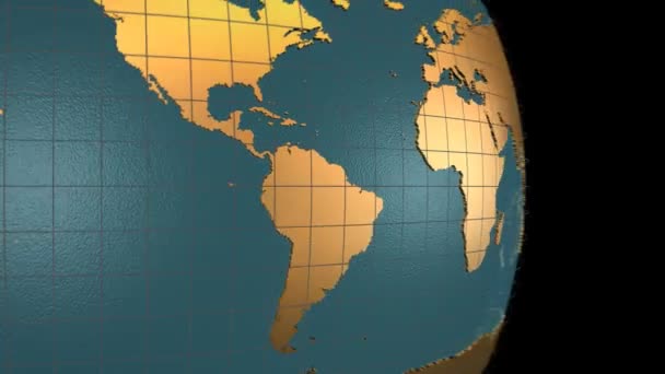 Earth Map Folding Spinning Globe Unfolding Back Flat Map — Stock Video