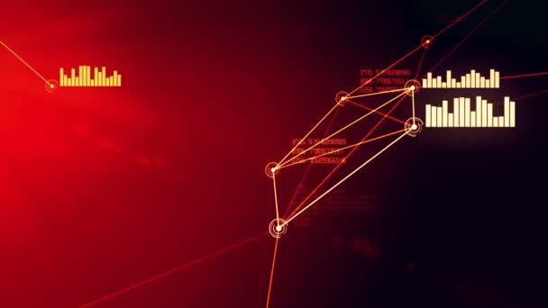Футуристична Абстрактна Червона Мережа Єднання Даних Анімація Циклічні Вузли Частинок — стокове відео