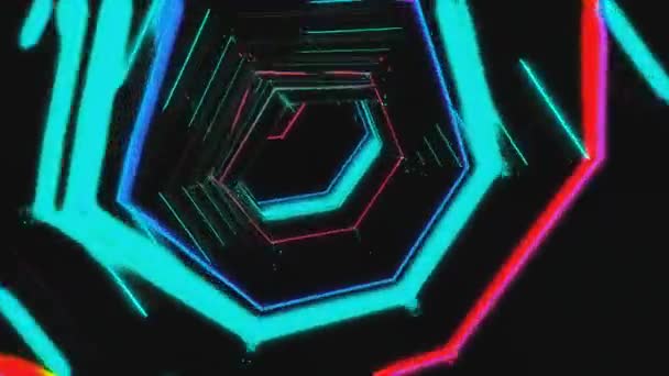 Futuristic Hud Blue Hex Tunnel Seamless Loop Neon Motion Graphics — 비디오