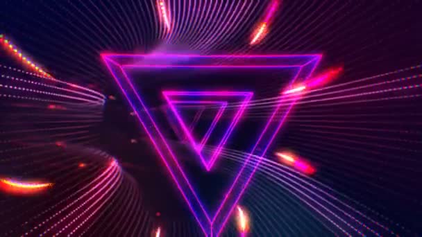 Futuristic Hud Triangle Tunnel Seamless Loop Neon Otion Graphics Led — Stock Video