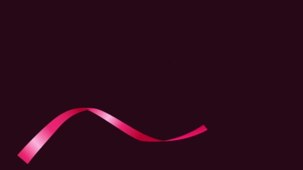 Форма Серця Атласної Стрічки Глибоко Фіолетовому Фоні Серце Являється Підірваним — стокове відео