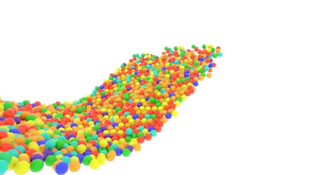 Vícebarevné Plastové Kuličky Létající Perspektivě Zpomaleným Pohybem — Stock video