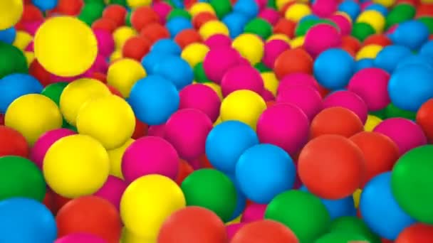 Pile Gumballs Closeup Colorful Rolling Falling Balls Multicolored Spheres Pool — Stock Video
