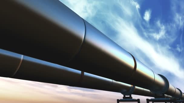 Pipelines Perspectiva Loop Rastreamento Nuvens Azuis — Vídeo de Stock