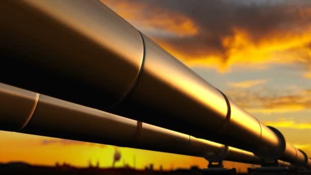 Pipelines Loop Perspektive Verfolgung Oranger Wolken — Stockvideo