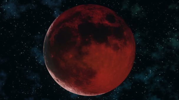 Реалістична Безшовна Анімація Повного Місячного Затемнення Кров Яного Місячного Воску — стокове відео