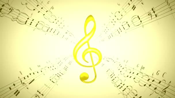 Giratorio Violín Clave Amplificador Hojas Música Bucle — Vídeo de stock