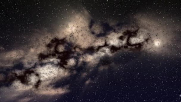 Zoom Een Interstellaire Wolk Met Sterrenhopen Voor Een Ruimteachtergrond — Stockvideo