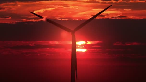 Single Windmill Red Sunset — Stok video