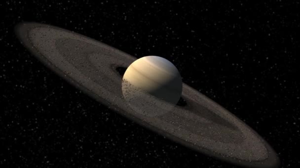 Modello Saturno Come Pianeta Con Anelli Asteroidi Uno Sfondo Spaziale — Video Stock