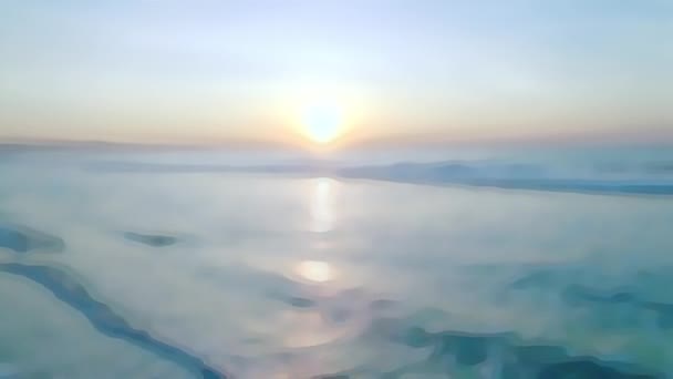 Tramonto Mare Morbido Sulla Spiaggia Sabbiosa Sera Sfondo Sfocato Transizioni — Video Stock