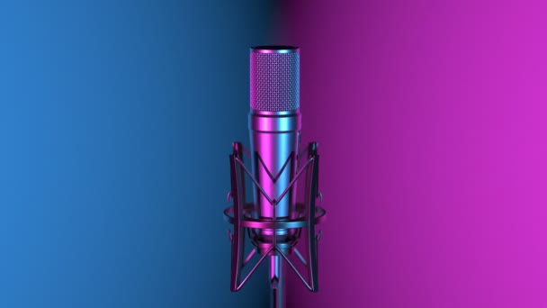 Professional Microphone Changing Colorful Background — Stock Video