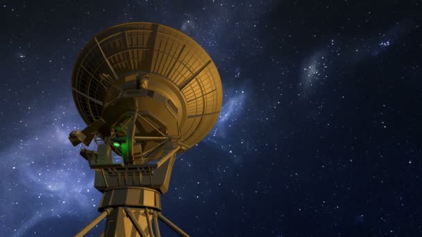 Radio Telescope Explores Night Sky — Stock Video