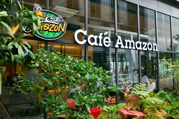 Bangkok Thailand September 2019 Mensen Nemen Lunchpauze Cafe Amazon Bangkok — Stockfoto