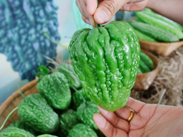 Close Bitter Gourd Basket — Stock Photo, Image