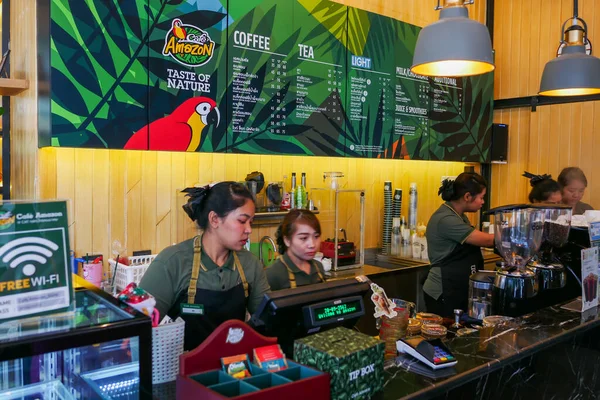 Bangkok Thaiföld Szeptember 2019 Emberek Ebédszünetet Tartanak Cafe Amazon Bangkok — Stock Fotó