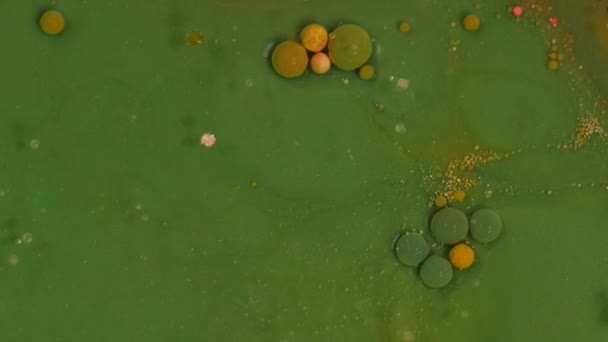摘要彩色旋涡背景的色彩设计 黄色和绿色丙烯酸背景 — 图库视频影像