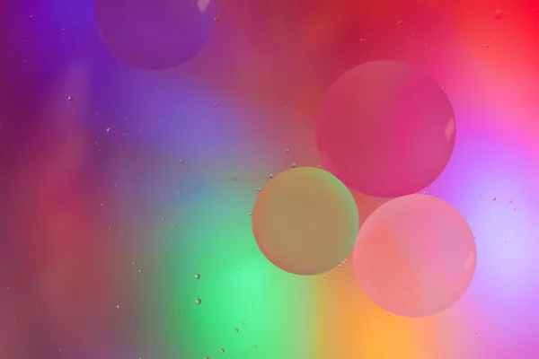 Movimiento Vista Superior Burbujas Aceite Líquido Fondo Multicolor Superficie Del — Foto de Stock
