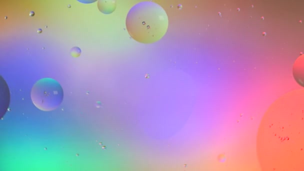 Movimiento Vista Superior Burbujas Aceite Líquido Fondo Multicolor Superficie Del — Vídeo de stock