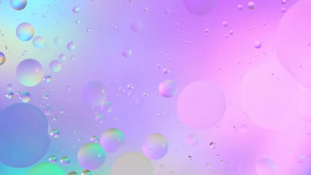 石油泡沫运动的头像 油面呈彩色背景 五彩斑斓的气泡的奇妙结构 浮在水面上的油滴的生动艺术形象 — 图库视频影像