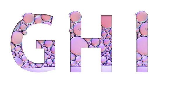 Alphabet Letters Oil Bubbles White Background Pastel Letters Bubbles — Stock Photo, Image