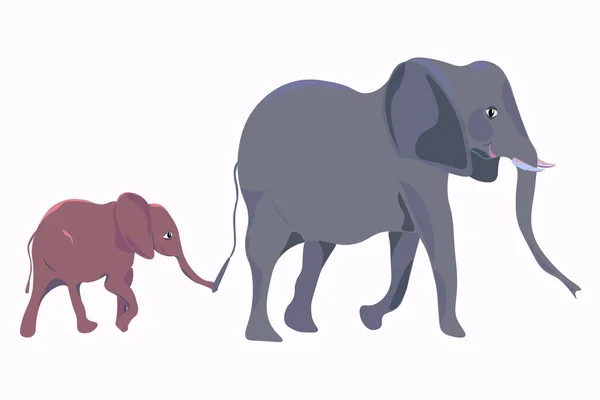 Famille d'éléphants en promenade — Image vectorielle