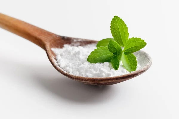 Stevia levelek és por — Stock Fotó