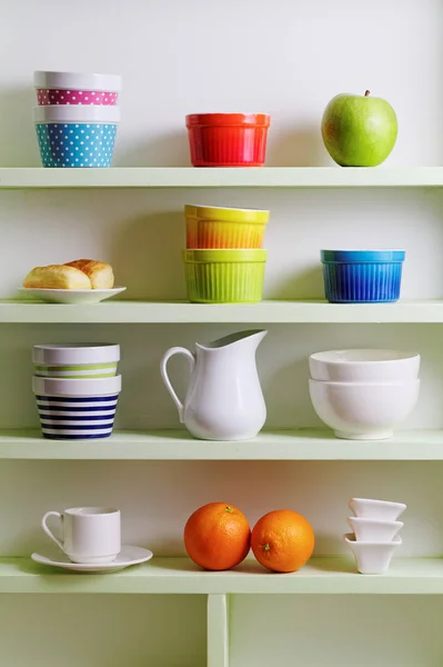 Kitchen shelf arrangement. — Stock Photo, Image