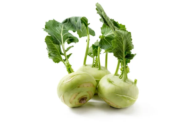 Kohlrabi with green leaves — Stock Photo, Image