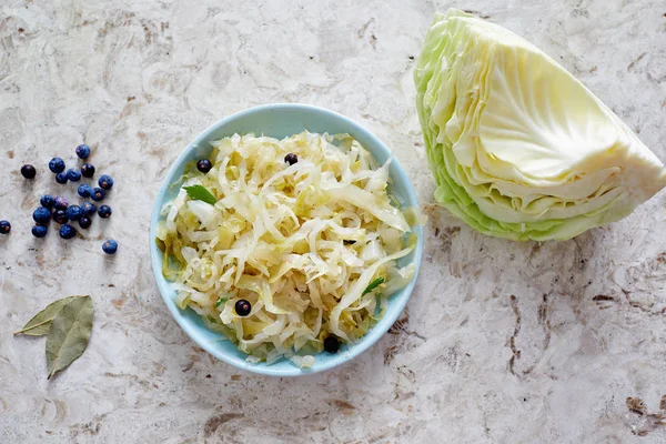 Sauerkraut Small Dish Sauerkraut Juniper Berries — Stock Photo, Image