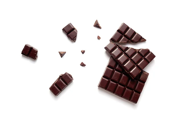 Chunks Dark Chocolate White Background — Stock Photo, Image