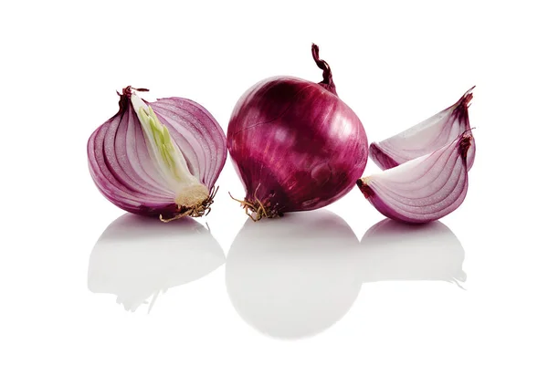 Close Fresh Red Onions White Background — Stock Photo, Image