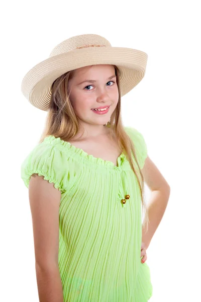 Şapkalı bir gülümseyen kız — Stok fotoğraf