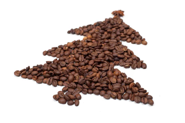 Kaffeekörner in Tannenform — Stockfoto