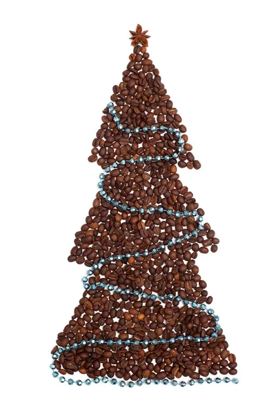 Vánoční strom ze zrnkové kávy — Stock fotografie