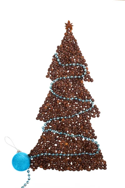 Christmas tree of coffee beans — Stock Photo, Image